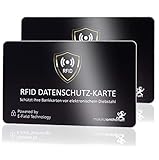 2X DEKRA + EMV gepr. RFID Blocker Karte 360° RFID Schutz Störsender Elektronik - NFC Blocker Karte - Schutzkarte für Geldbörse groß - Schutzkarte gegen Datenklau - RFID Blocker Card
