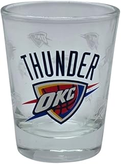 Boelter Brands NBA Satin Etch Shot Glass 2oz, Full 360 Wrap Design (Oklahoma City Thunder)