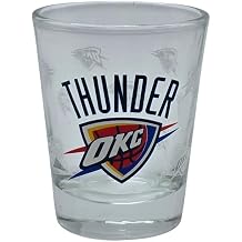 Boelter Brands NBA Satin Etch Shot Glass 2oz, Full 360 Wrap Design Oklahoma City Thunder