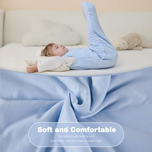 Image of Mosebears Unisex Rayon Made from Bamboo Sleep Sack with 2-Way Zipper,2.5 Tog Baby Winter Sleep Sack(Fog Blue,0-6 Months)