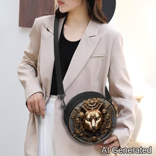 Image of Women Novelty Round Clock Shape Zippered Clock Purses for Women Tote Handbag Shoulder Bag, Gift for Mom Girlfriend