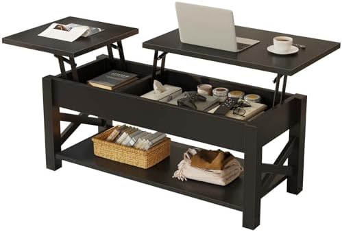 Rolanstar Coffee Table 47.2", 2 Way Lift Top Farmhouse Center Tab...