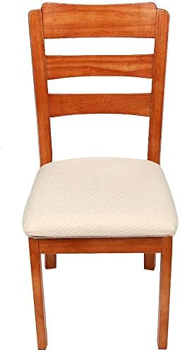 smiry Stretch Chair Seat Covers for Dining Room Beige Set of 6 Jacquard Dining Chair Seat Cushion Protectors Chair Slipcovers - Image 3