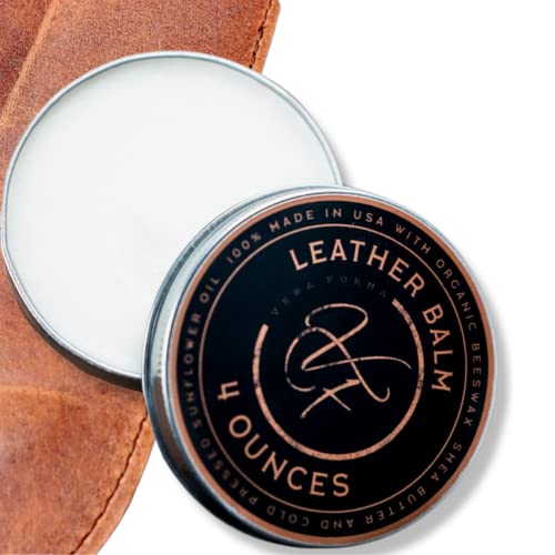 Leather Balm 4oz Universal, High Efficiency I Formulated by Professional Leathersmith I Made in USA with 100% Organic Ingredients I Repair, Protect, Polish & Smooth Your Favorite Leather Accessories