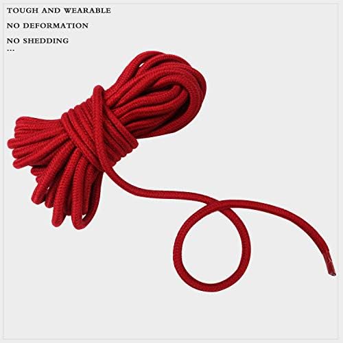 2 Pack 10m/33ft Soft Cotton Rope, Multipurpose Durable Long Rope Thick Utility Braided Cord for Camping Gardening Hanging Home Decor, Red