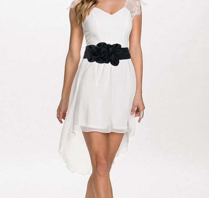 Women's Wide Belt Big Flower Cinch Belts Elastic Belts Stretchy Chunky Waist Belt Dress Belts4