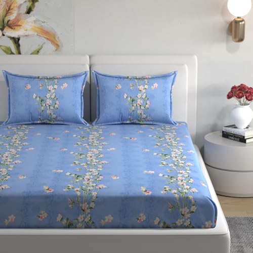 Image of Florida Polycotton Bedsheet (Blue, Double)