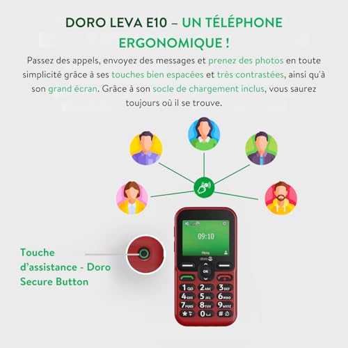 Téléphone portable seniors Doro Leva E10 avec base de charge - 4