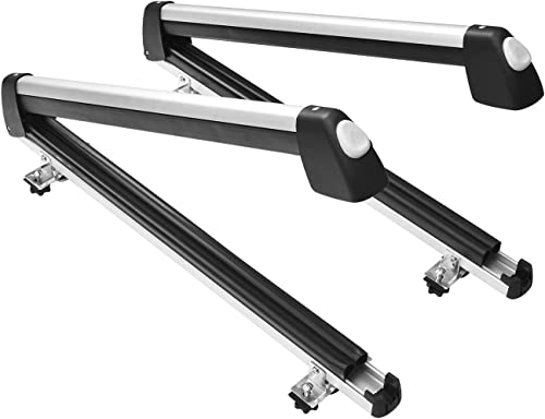DRSPORTS 33" Aluminum Universal Car Rack Carrier Ski roof Racks, Snowboard Racks, Ski Board Roof Carrier Fit Most Vehicles Equipped Crossbar