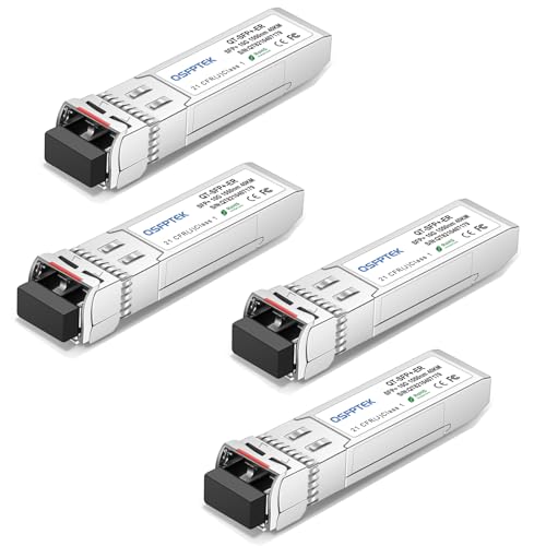Image of QSFPTEK 10GBASE-ER SFP Module, SFP+ 1550nm 40km Duplex LC SMF DOM Optical Networking Transceivers, MINI GBIC Compatible SFP-10G-ER, and Other Open Switch, 4pcs