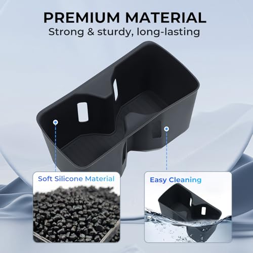 Image of Cup Holder Insert for Hyundai Santa Fe 2026 2025 2024, Interior Accessories Center Console Slicone Cup Holder Cover Liner for Hyundai Santa Fe 2024-2026, Black