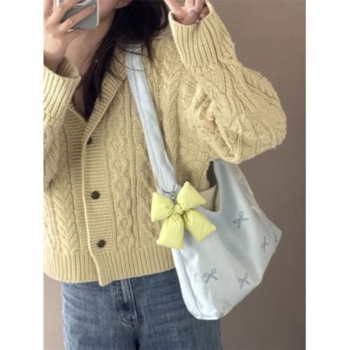 Image of Pink Bow Keychain Bag Charms Y2K Bowknot Plaid Keychains Coquette Aesthetic Purse Handbag Backpacks Charms (Green)