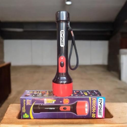 Image of Flysmart Dhoom 3W USB Rechargeable Handy Torch | Ultra Bright LED Light | Long Distance Beam Range | 2 Mode Flashlight | for Outdoor, Indoor, Hiking, Camping, Farming, Security uses | Multicolour