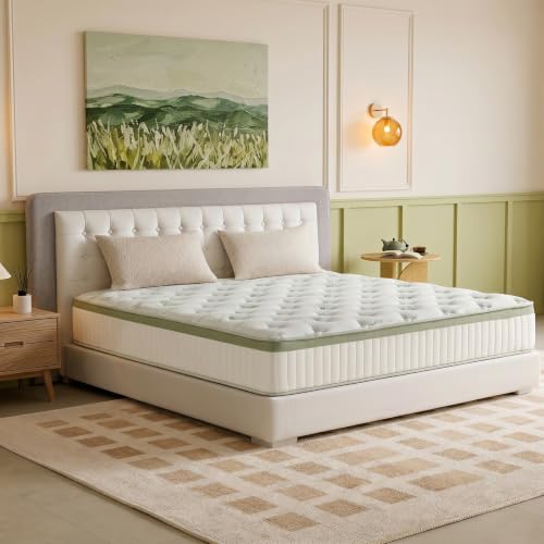 Queen Size Mattress 14 Inch Queen Mattress Hybrid in a Box Medium Firm Memory Foam with Individual Pocket Springs Upgrade Zoned Support Motion Isolation&Pressure Relief CertiPUR-US