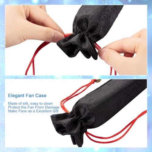 Image of Maitys Large Rave Fan Folding Handheld Fans 13'' Clap Fans for Line Dancing Clack Fan Holographic Festival Accessory for Martial Art Gift Performance, Includes 2 Pouch
