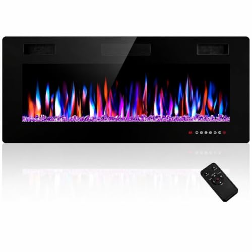 Electric Wall-Mount Fireplace with Remote and Flame Control