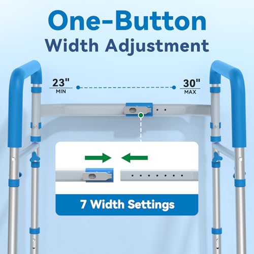 Loyoda Toilet Safety Rails for Seniors, Adjustable Height Toilet Handles for Elderly and Disabled, One-Button Width Adjustment, Foldable Handles, 350 LBS, Toilet Bars Fit Most Toilets - Image 4