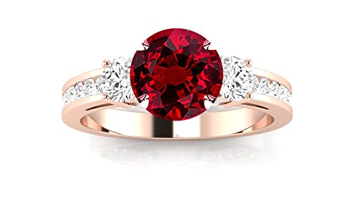 Channel Set 3 Three Stone Diamond Engagement Ring with a 1 Carat Ruby Heirloom Quality Center