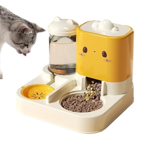 猫の自動フィーダー、オートキャットフィーダー, ペットの水とフードボウル, 小型犬の子犬の子猫のための大容量自動ペットフードボウル