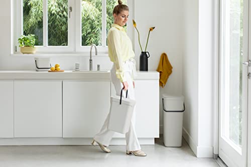 Brabantia Sort & Go Kitchen Countertop Food Scraps Compost Bin | XS / 0.8 Gal / 3L | Light Gray | Removable Stay-Open Lid, Carry Handle, Easy-Clean Recycling Box | Wall Bracket Sold Separately by Brabantia - Image 8