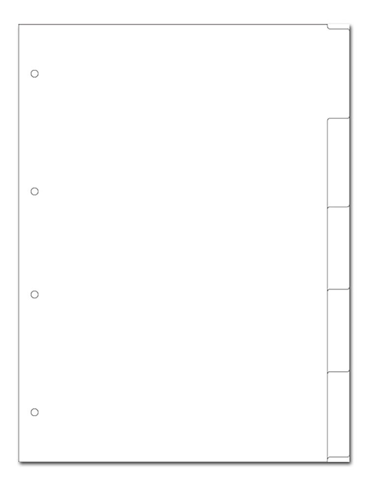 Kartonregister A4 5-teilig blanko weiss, 4-fach gelocht, 50er Pack