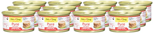 GimDog Pure Delight Thunfisch mit Rind - Proteinreicher Hundesnack mit zartem Fisch in köstlichem Gelee - 12 Dosen (12 x 85 g)