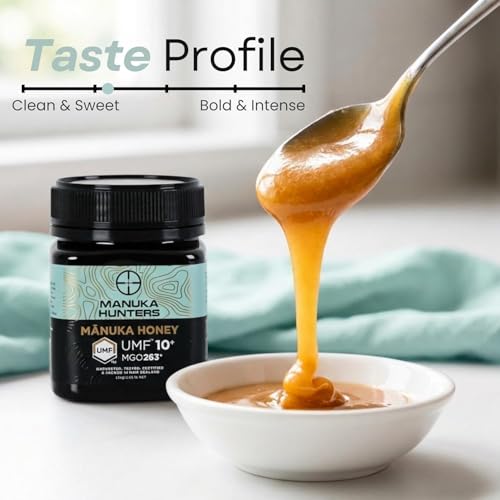 Image of Manuka Hunters UMF 10+ /MGO 263+ Certified New Zealand Manuka Honey - 8.8oz /250g Jar