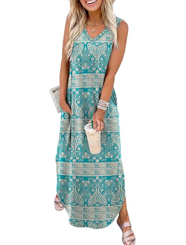 Image of Sampeel Summer Dresses Maxi Dress Vacation Beach Sundresses 2025 with Pockets