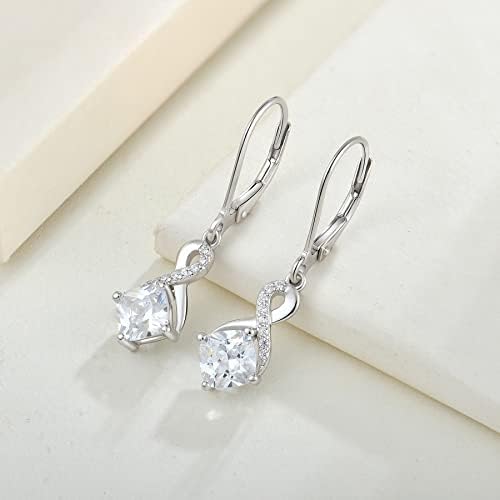 Starchenie Women's Earrings,925 Sterling Silver Infinity Hoop Earrings with 3A Cubic Zirconia Dangle & Drop Earrings Jewellery for Women