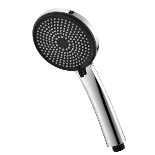 GRIFEMA Duschkopf Wassersparend Hochdruck Handbrause mit 3 Strahlarten Druckerhöhender Sparduschkopf Anti-Kalk Universelle Passform ohne Schlauch für niedrigen Wasserdruck Chrom G807