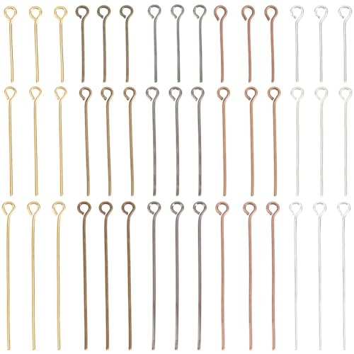 SOFPLATE 1 Box 1800Pcs 18/26/35mm Silver Eye Pins Earring Making Pins Brass Colorful Open Head Iron Long Beading Needles Findings Accessories for Jewelry Making Earrings Charm Bracelets DIY Crafts