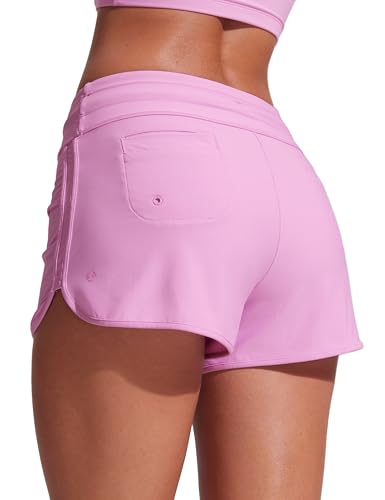 Image of CRZ YOGA Dolphin Classic Fit Board Shorts 3'' | Built in Brief, High Waisted, Tummy Control, Beach, Swim Trunks for Women
