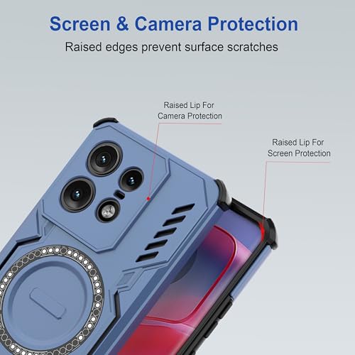 Image of Zapcase Back Case Cover for Motorola Edge 50 Pro 5G | Magnetic Case with Built-in Metal Ring | Supports MagSafe Charger, Wallet & Car Mount | Shockproof Hybrid PC + TPU | Blue