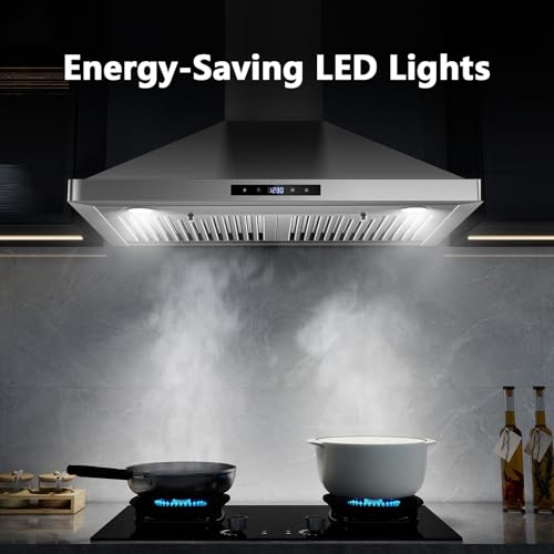 Wall Mount Kitchen Hood 30 inch, Ducted/Ductless Range Hood with Delayed Shutdown Function, 700CFM, 3 Speed Fan, Energy-saving LED Lights, Soft Touch Control, Stainless Steel Grease Filters by Zomagas - Image 6