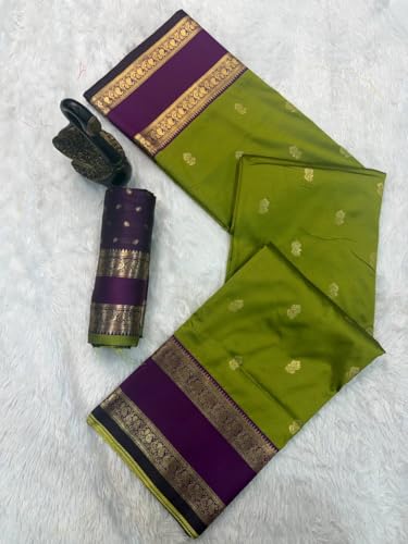 Image of Dharmavaram Pattu Paithani Saree Pure Silk Zari Weaving Floral Border Rich Pallu With Blouse Piece