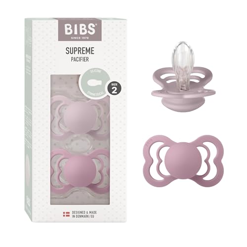 Bibs Supreme Silicone Pacifier Sz2 Toddler (+6M) 2pcs - Dusky Lilac/Heather