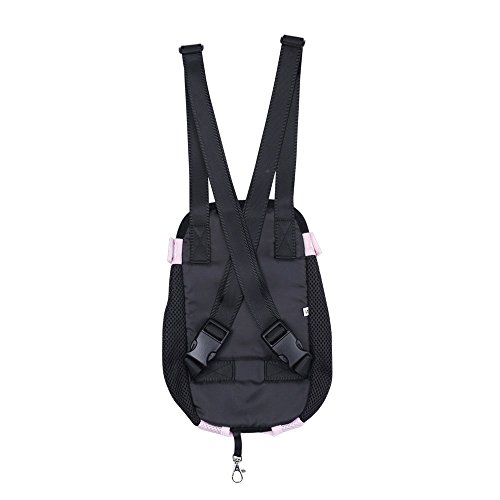 Mojun Pet Dog Puppy Cat Carrier Five Holes Backpack Double Shoulder Straps Canvas Cotton Front Chest Backpack Bag(Black, Small) #TOP1