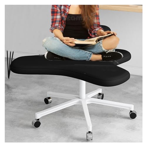 kniestuhl ergonomisch Ergonomischer kniender Bürostuhl mit Kniestütze in Schwarz, Stuhl mit gekreuzten Beinen für Schreibtische und menschliche Körper unterschiedlicher Körpergröße, Kreuzstuhl mit Rol