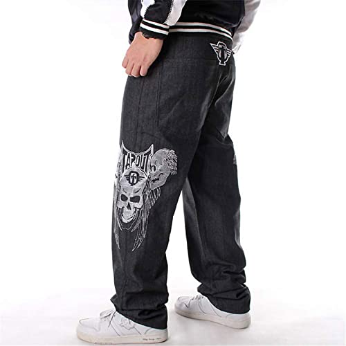 Men Baggy Jeans Y2k Straight Leg Embroidery Jeans Loose Skater Pants Wide Leg Denim Trousers4