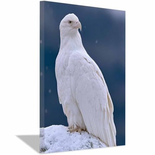 Cadre en bois toile animaux scène aigles blancs haute finition