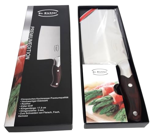 Foto von Dr. Richter Chinesisches Kochmesser/Hackmesser - Qualitätsprodukt (Klingenlänge: 17,5 cm, Edelstahl)