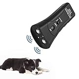Szxhf Handheld Dog Repellent, Dual Channel Electronic Animal Repellent, Handy Ultrasonic Dog Training Pet Bark Stopper for Outdoor Camping Garden Anti Barking Device with Flashlight, Ultrasonic Dog