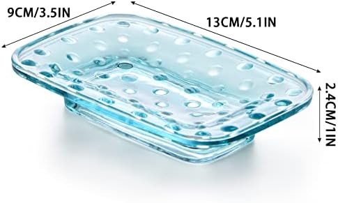 MDLUU 2 Pcs Glass Soap Dish, Soap Bar Holder, Decorative Soap Saver Tray for Shower, Bathtub, Bathroom Sink, Kitchen Sink