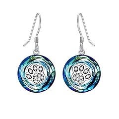 Dog Cat Pet Paw Print with Blue Circle Crystal