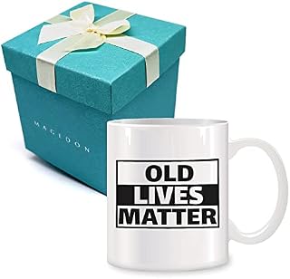 MAGEDON Old Lives Matter Ceramic Coffee Mugs for Men Women 11 oz - 50th 60th 70th Birthday Gift, Christmas Gifts, Birthday Gifts for Dad, Mom, Grandad, Grandma