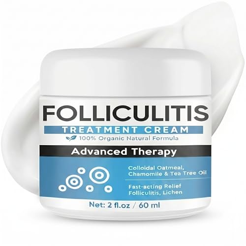 Folliculitis Treatment Cream for Body Scalp and Face Natural Soothing Cream for Itching Redness and Bumps Refreshing Hair Follicle Care with Tea Tree Oil Non-Greasy Fast Absorbing 60 ML