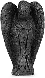 Artistone Crystal Pocket Guardian Angel Gifts Carved Gemstone Angel Statue Ornament Healing Stone for Home Decor Meditation(Lava Stone)
