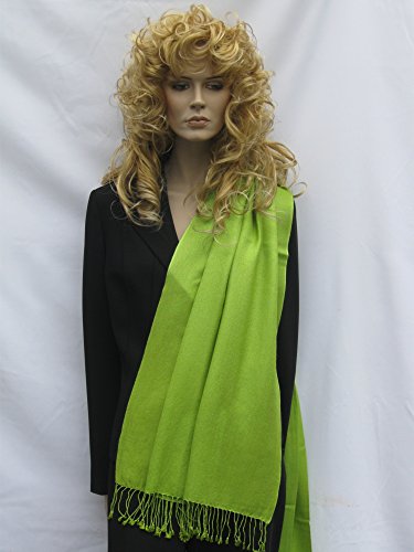 Solid Pashmina Shawl, Scarf, Wrap & Stole (Large size) Lime Green2