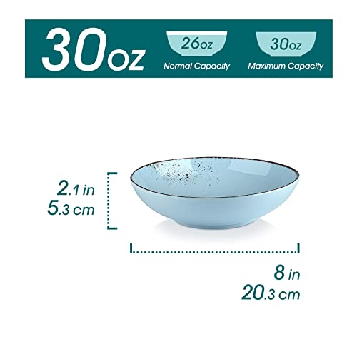Vancasso Navia Pasta Bowls, 30 Oz Large Ceramic Salad Serving Bowl, 8 Inch Soup Bowl Set Of 4, Microwave, Oven, Dishwasher Safe, Assorted Colors #TOP1