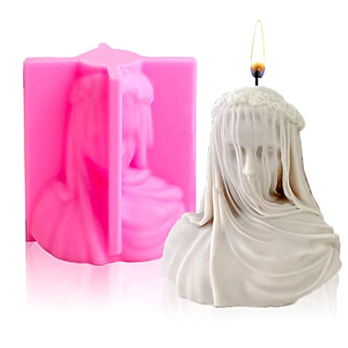 Stampo per candele a forma di donna velata, in silicone, con busto femminile velato, busto velato da donna, scultura statua per fai da te, per candele, sapone per le mani, resina, argilla e gesso (S)